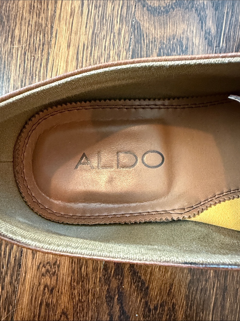 Aldo Men's Cognac Brown Leather Oxfords - Picture 2 of 12